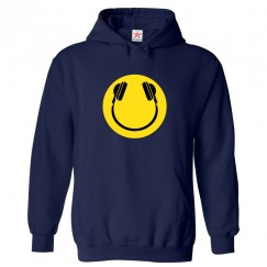 Smiley Emoji Inspired Head Phones Classic Unisex Kids and Adults Pullover Hoodie For Music Lovers						 									 									